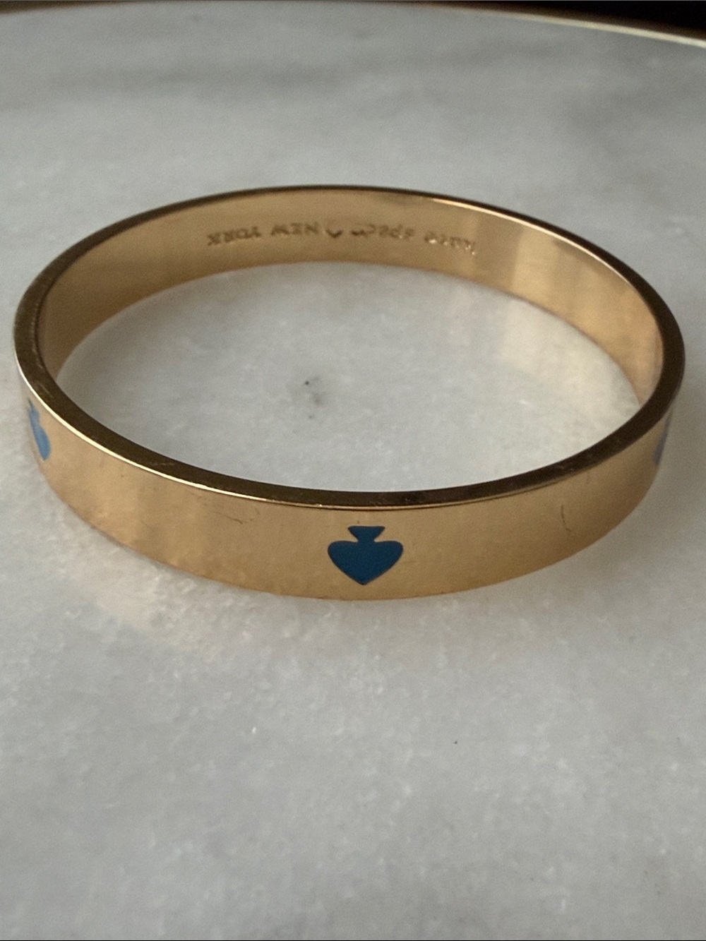 Kate spade Gold-Tone Blue Heart Inlay Bangle Bracelet - Picture 1 of 3
